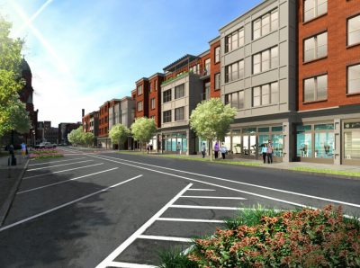 Rendering of transformation of downtown Lewiston, Maine